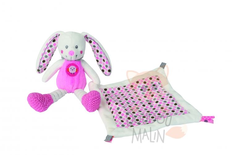  little hug mouchoir lapin rose blanc oiseau 